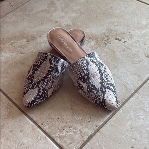 Madden Girl Black & White Snake Print Mules